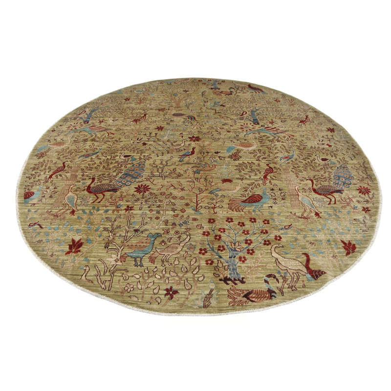 High-Quality Hand-Knotted Camel And Red Area Rug