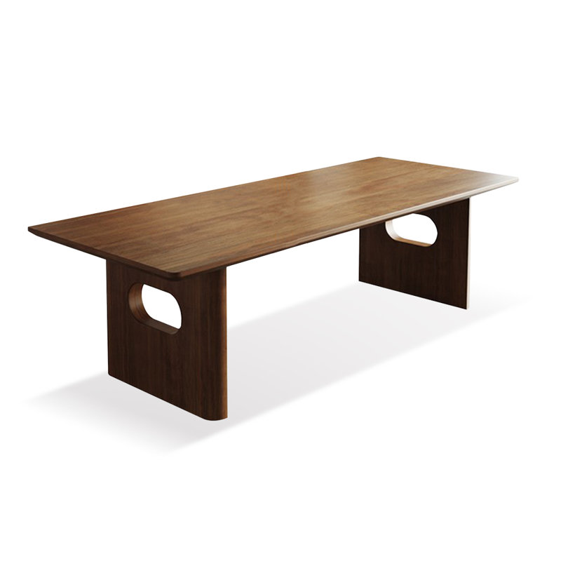 Table de salle à manger rectangulaire en bois massif brun, H 29,53 po x L 86,61 po x l 35,43 po