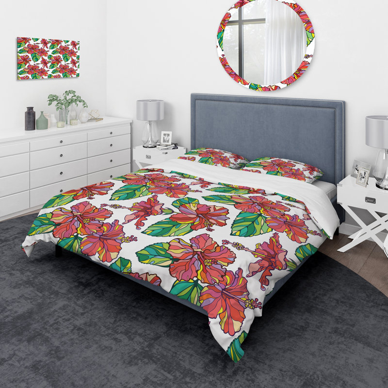 Ensemble de housse de couette tropical, Housse de couette très grand + 2 taies décoratives