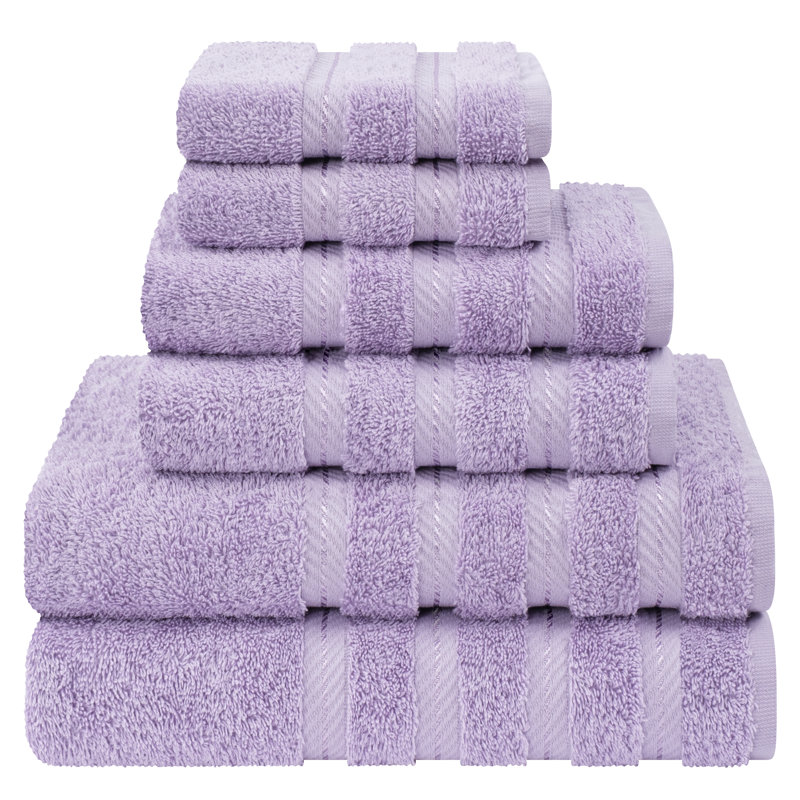 100% Cotton Premium Turkish Bath Towel Set, 6 Piece Super Soft and Absorbent Darcelle Collection, Lilac