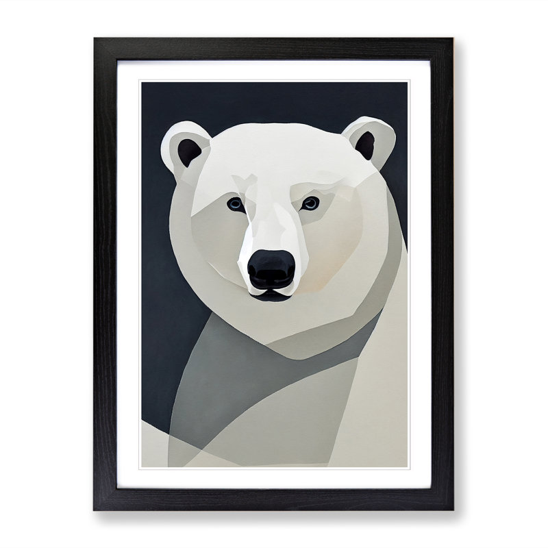 FRM-V0523-1888X Polar Bear Contemporary Vol.5 - Picture Frame Print, Black, 64cm H x 46cm W x 2cm D