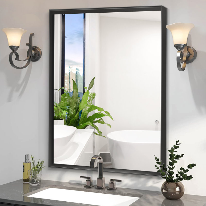 Miroir de salle de bain 36x24inch, Noir, 35.71" x 23.73"