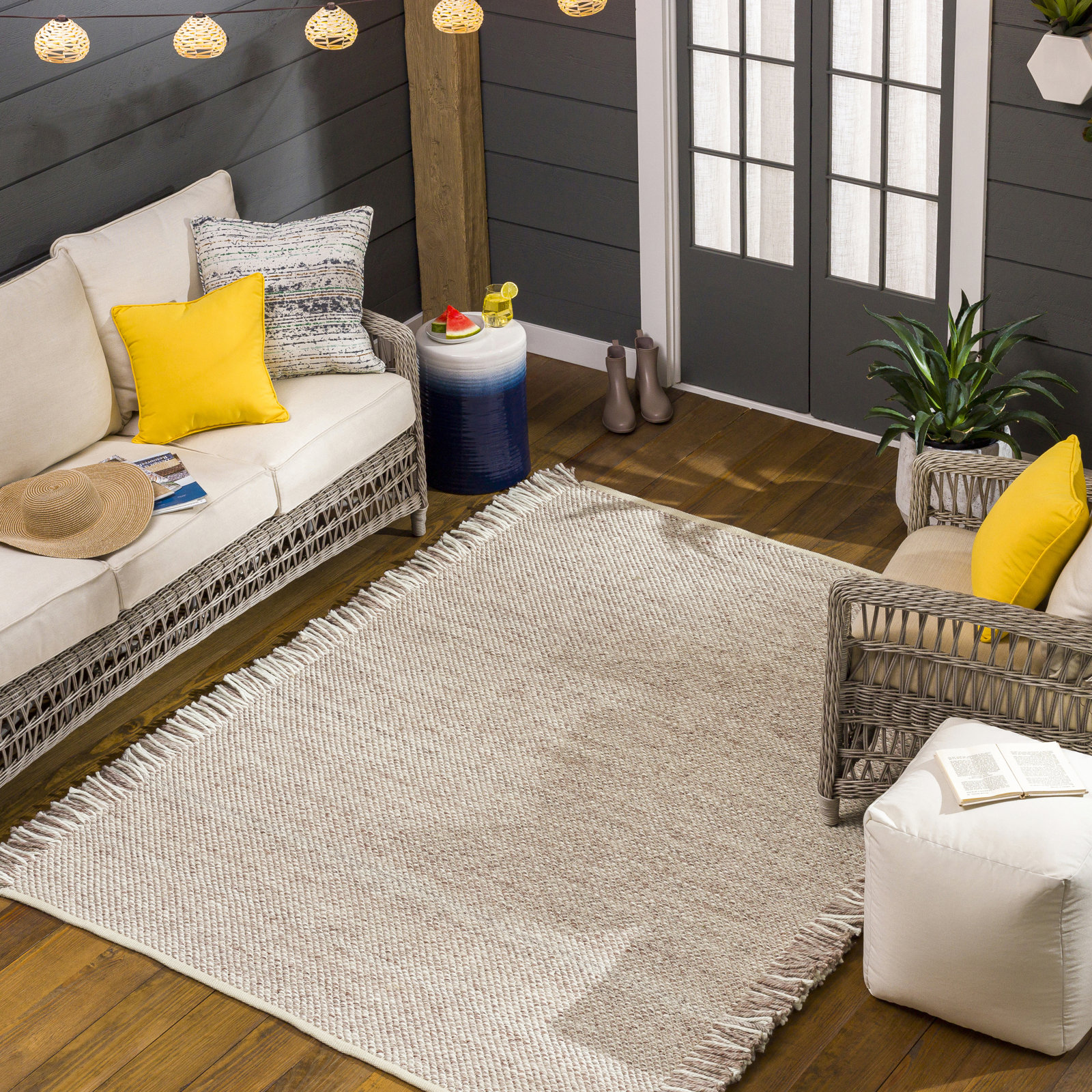 Hinton Handmade Recycled P.E.T Indoor/Outdoor Rug, Rectangle 5' x 7'6"