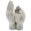 Décoration décorative en ciment gris antique de 23 cm (9 pouces) représentant des mains qui acceptent les mains, idéale pour présenter des plantes ou des bougies à l'intérieur ou à l'extérieur.
