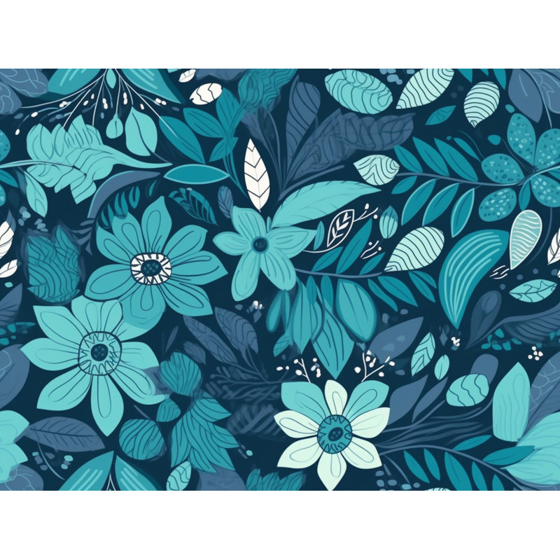 Motif de rideaux à motif floral bleu marine - 6055, L 40 po x L 61 po