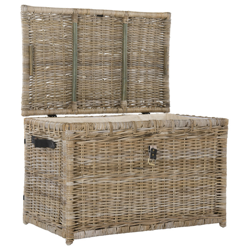 Caden Wicker Trunk, Natural, 26.6" H x 35.5" W x 22.4" D