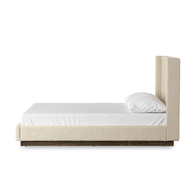 Lydia Upholstered Wingback Bed, Queen, Thames Cream