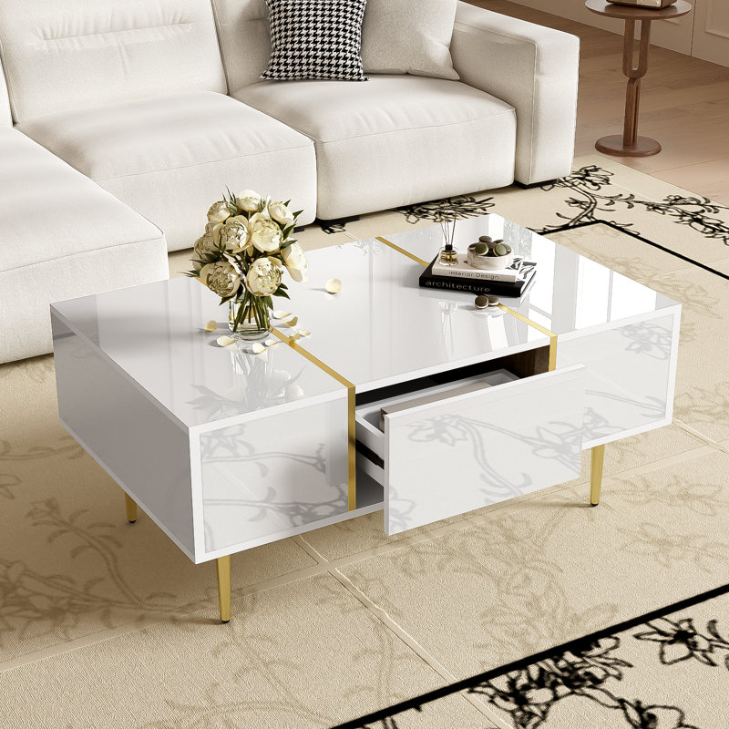 Coffee Table With Storage, White