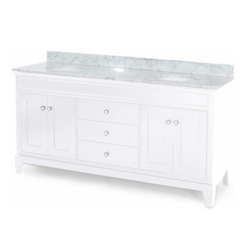 Meuble-lavabo double 73,01 avec comptoir, Blanc