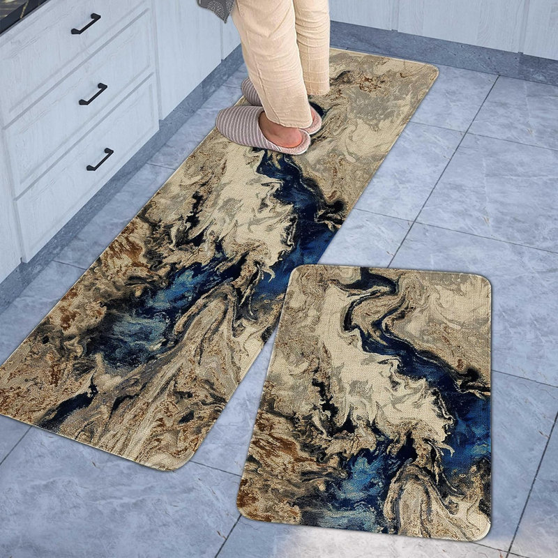 Marble Patterned Kitchen Carpet