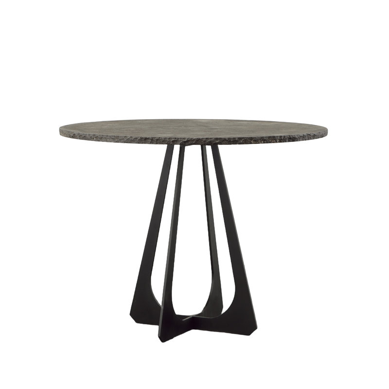 Saralou Round Stone Top Metal Base Dining Table