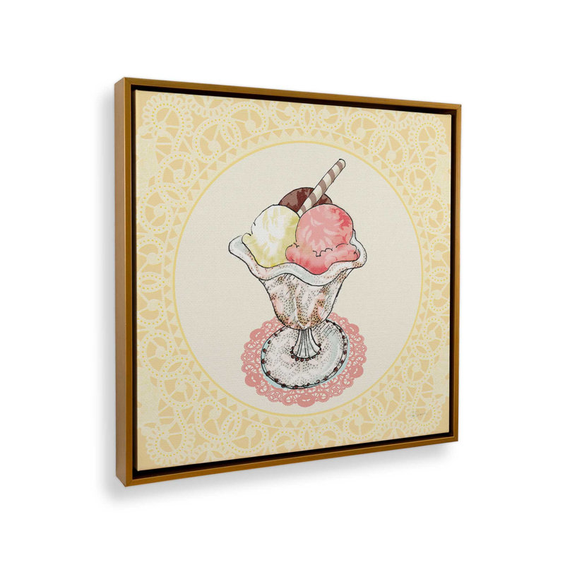 «Dessert Veuillez III v2» par Sue Schlabach, reproduction d'art, 20 W x 20 H, Doré, Framed Canvas