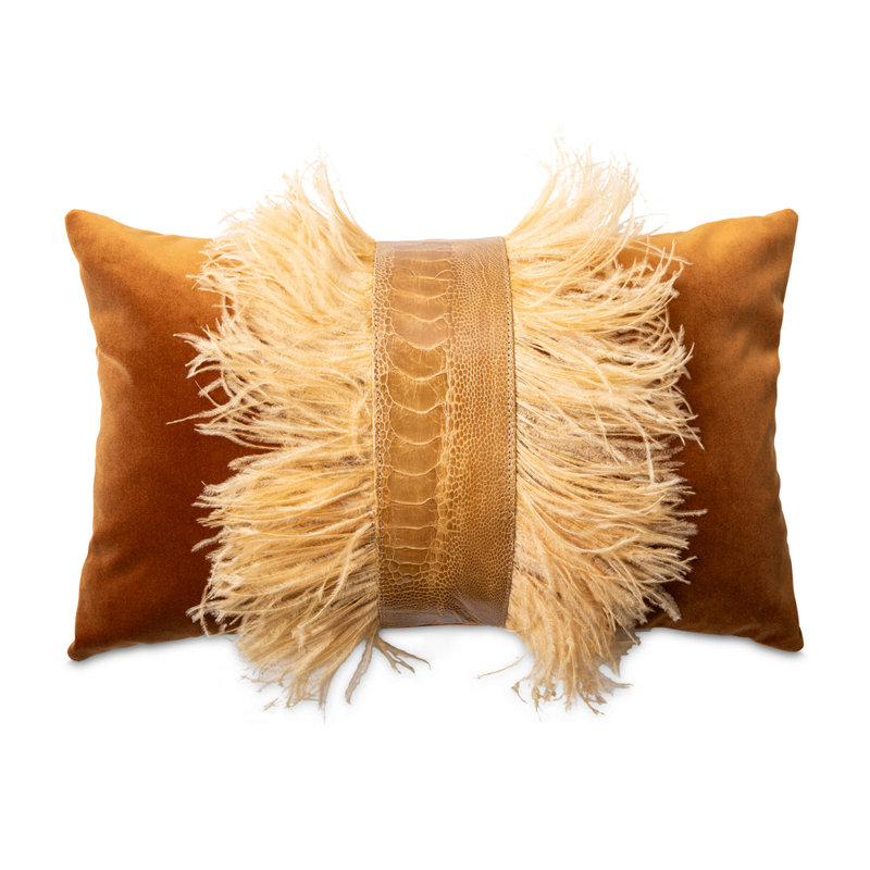 Ostrich Trim / Velvet - Spiced Pumpkin