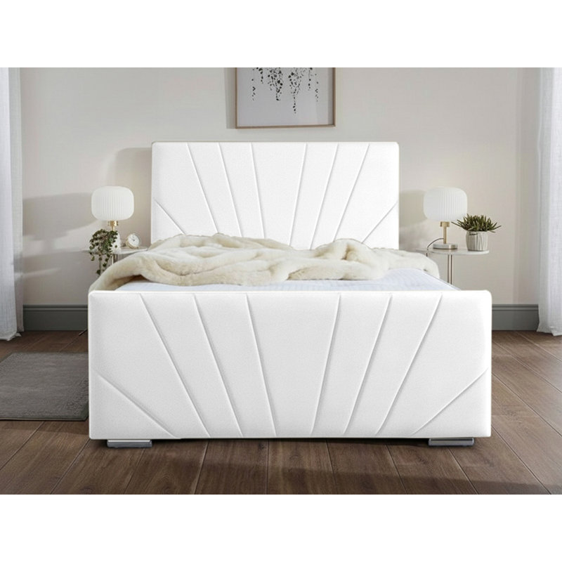 Ebenezer Upholstered Bed Frame, White, Super King (6')