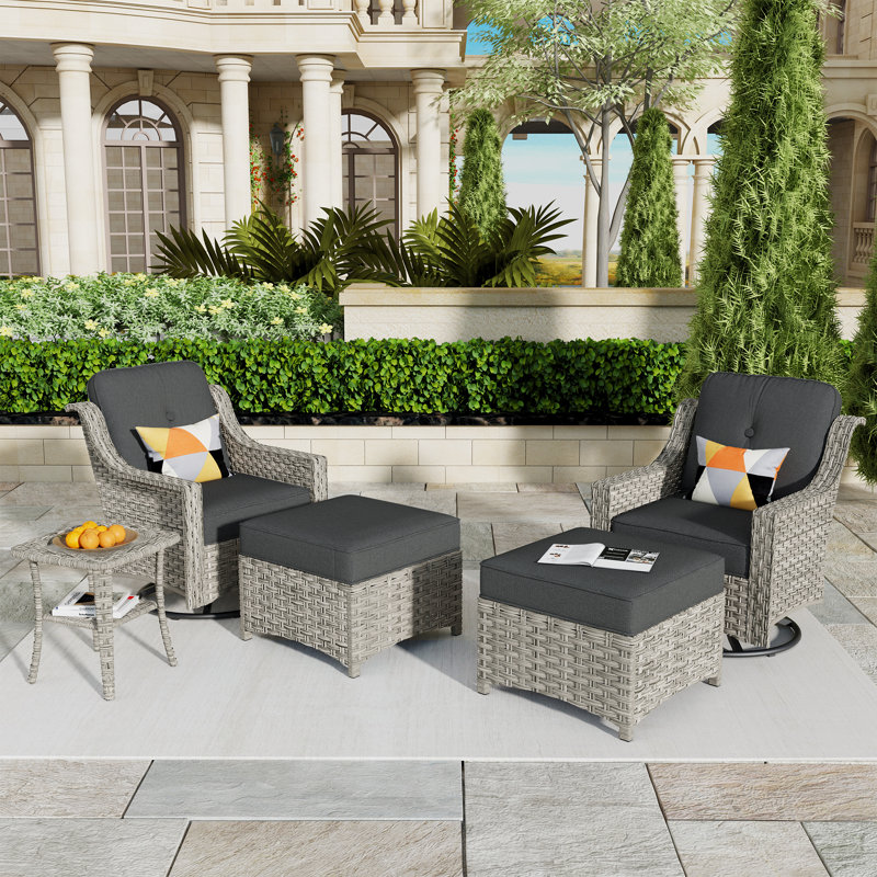 2 - Person Outdoor Seating Group With Cushions, Black
