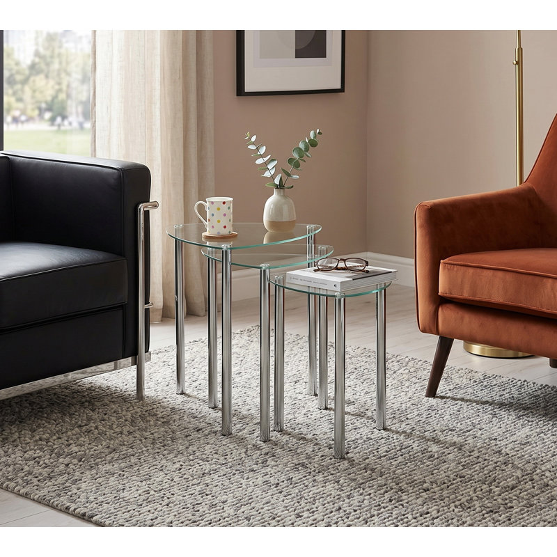 Glass Top Nesting Tables, Clear