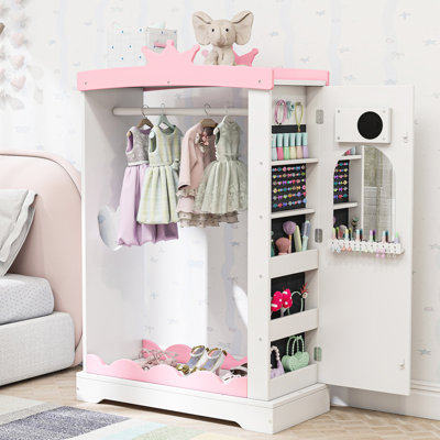 Armoire-armoire pour filles avec miroir et armoire à bijoux cachée