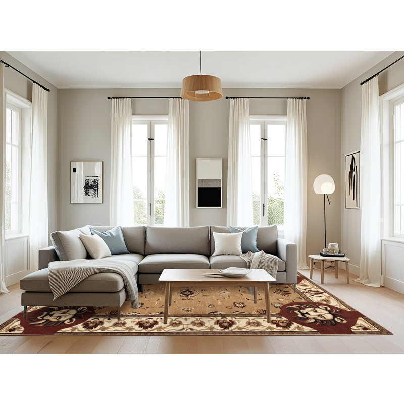 Tapis brun français lavable à la machine, Rectangle 8 pi x 10 pi