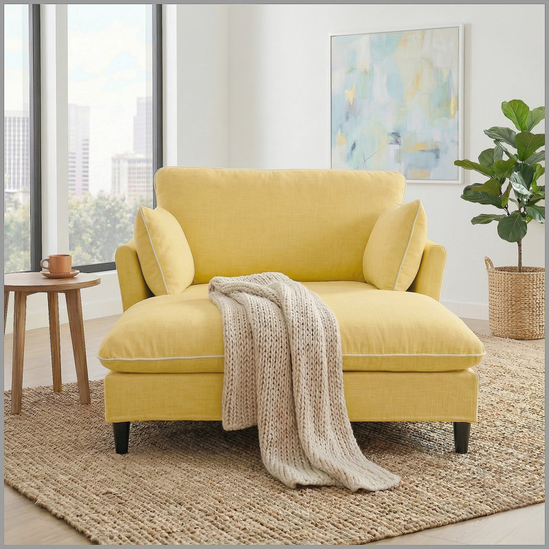 Canapé-lit 51,2 po Modern, Chenille jaune