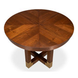 Round Walnut Wood Dining Table