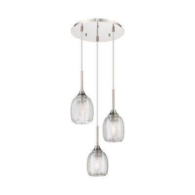 Luminaire suspendu suspendu à 3 lumières de 20 po Geramy - Finition nickel satiné