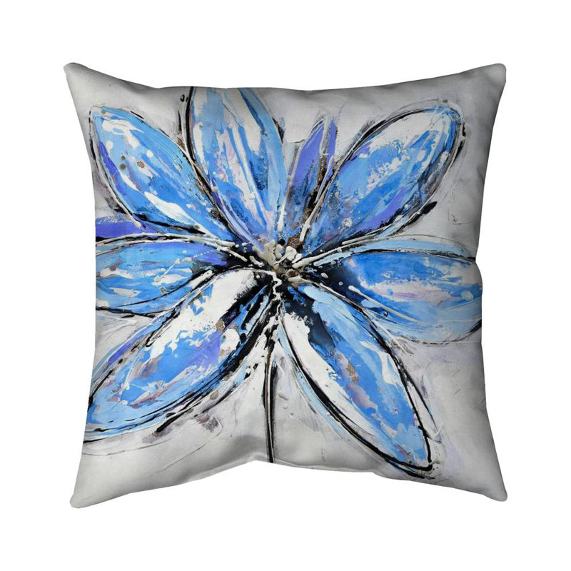 Blue flower - 16"x16" Throw pillow cover - Poly twill - Print on demand, Blue, 16" H x 16" W, Pillow Cover Only - No Insert