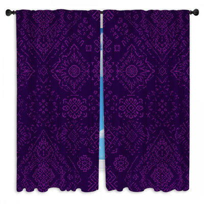 Rideaux mauve et damas mauve orné de rideaux obscurcissant mauve - 2 panneaux