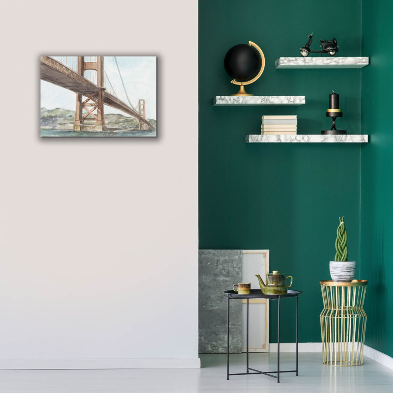 «Iconic Watercolor Bridge 3» par Ethan Harper, art mural sur toile, H 18 po x l 26 po