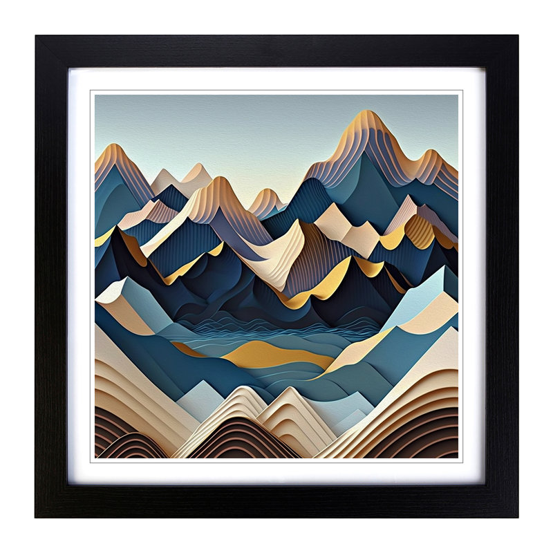 Mountain Op Art - Framed Print, Black