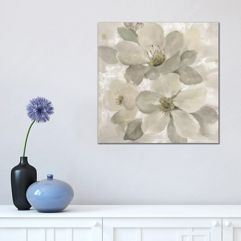 White On White Floral I by Silvia Vassileva - Wrapped Canvas Gallery-Wrapped Canvas Giclée