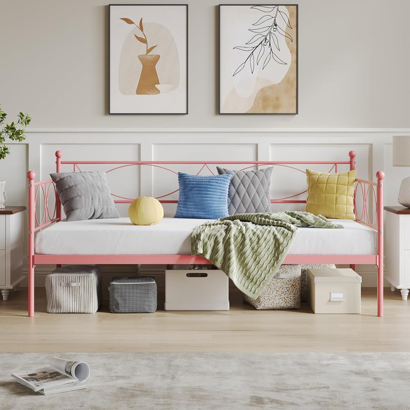 Twin Daybed With Trundle, Metal Twin Daybed And Trundle Set, Day Bed Sofa Bed Frame With Steel Slat Support, Multifunctional Daybed Frame For Bedroom (Daybed)