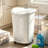 Portable Home Laundry Basket — Thickened White Plastic With Built-In Wheels And Handles; Effortlessly Store And Move Clothing