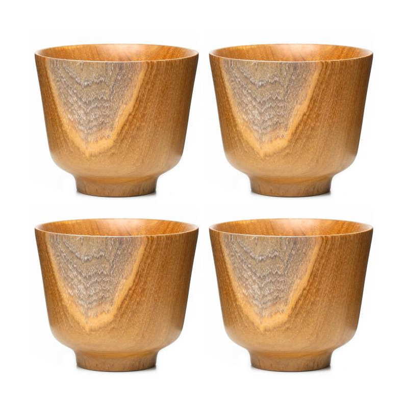 Ensemble de 4 bols en bois de teck large Ochawan