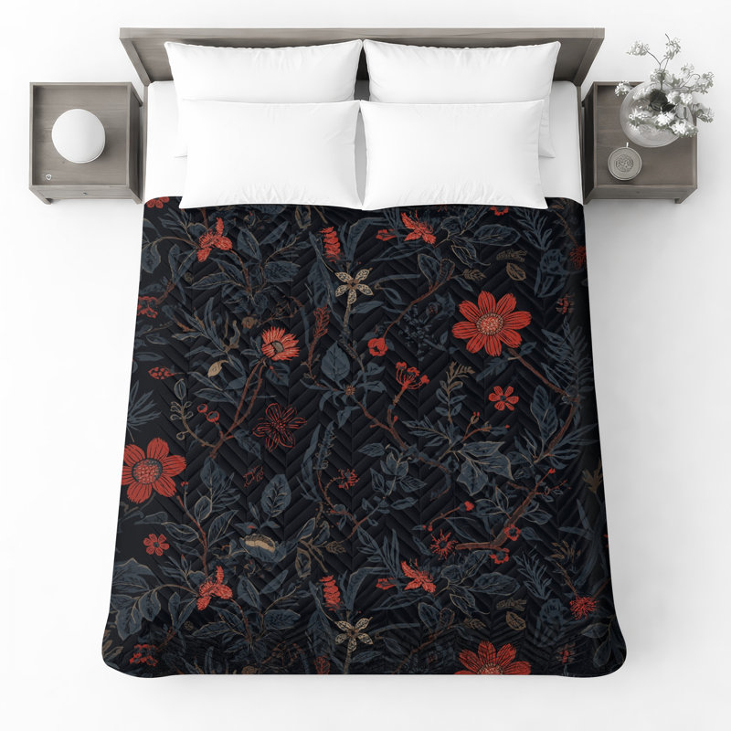 Floral Botanical Pattern Quilted Bedspread All Sizes, Twin