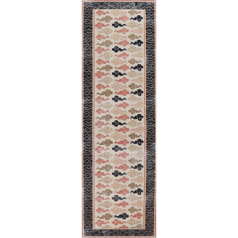 Tapis de couloir unique en laine noué à la main de style nouvel âge de 2 pi 11 po x 11 pi 8 po ivoire / brun / noir