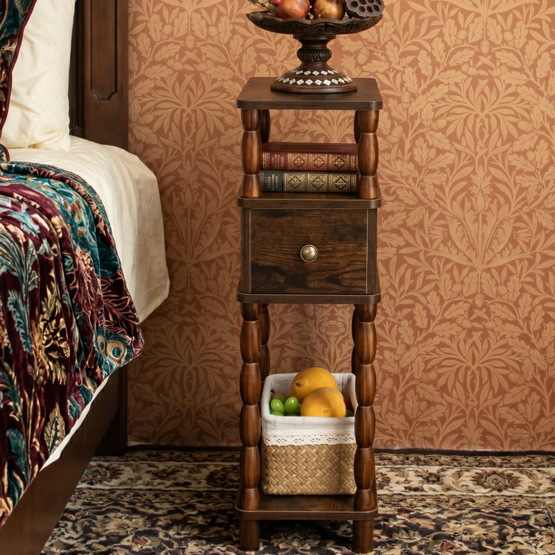 Table de chevet étroite 25 po avec tiroir, Walnut