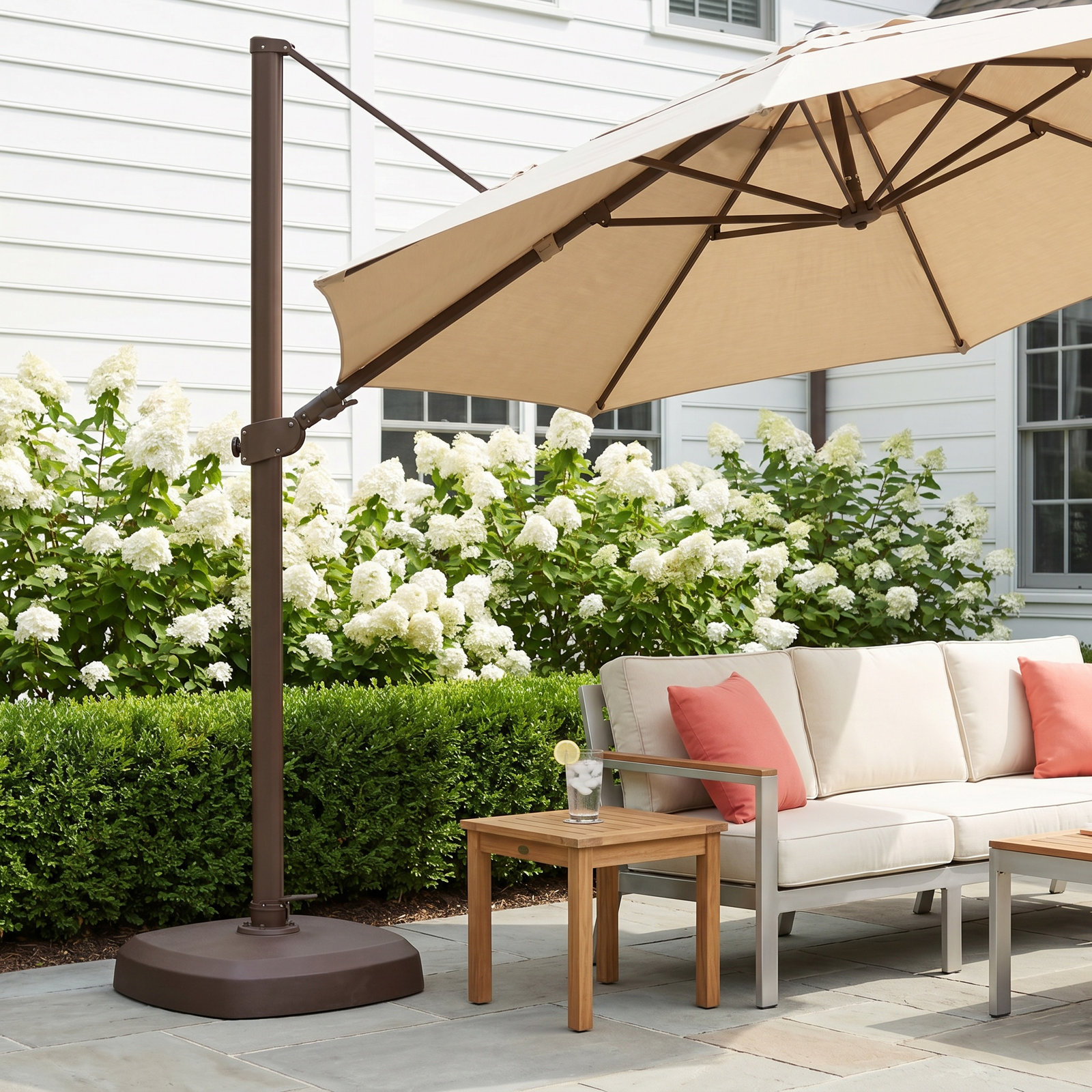 11.5' Sunbrella® Cantilever Umbrella, Bronze, Antique Beige Sunbrella® Canvas