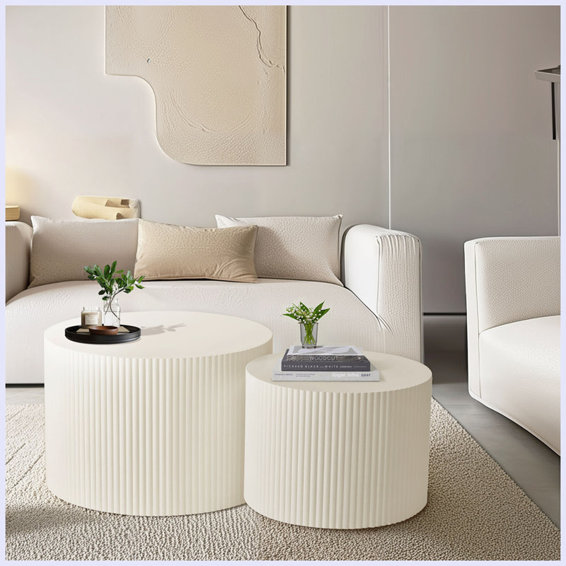 Ensemble de tables basses gigognes Wave, Beige
