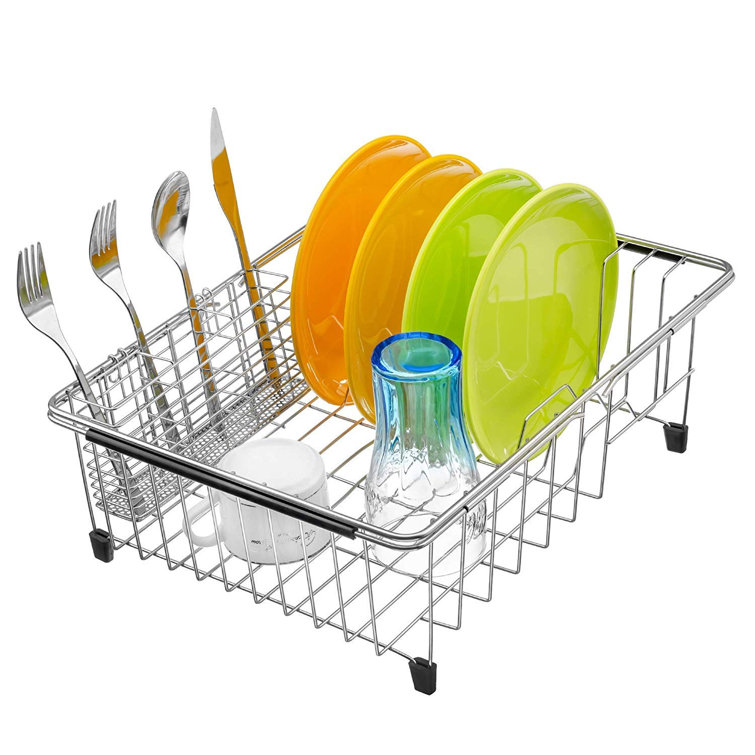 SANNO Roll Up Dish Drying Rack with 304 Stainless Steel Plates