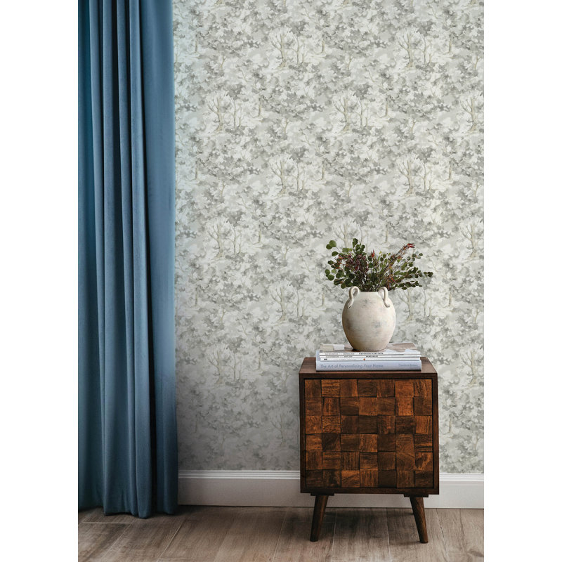 Thicket Charcoal Forest Wallpaper, Gray