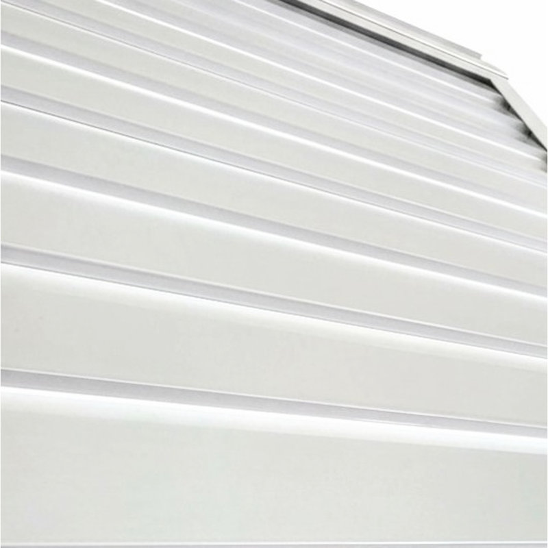 Auvent en métal blanc 5,6 fabriqué en aluminium léger pour l'extérieur, finition thermolaquée contemporaine, charnière continue avec solin, conditions extérieures préfabriquées, acier inoxydable