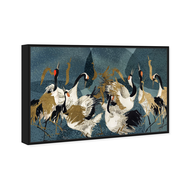Crane Love Crane Love, impression sur toile encadrée sur toile, H 31 po x l 46 po x P 1,75 po, Toile avec cadre flottant noir