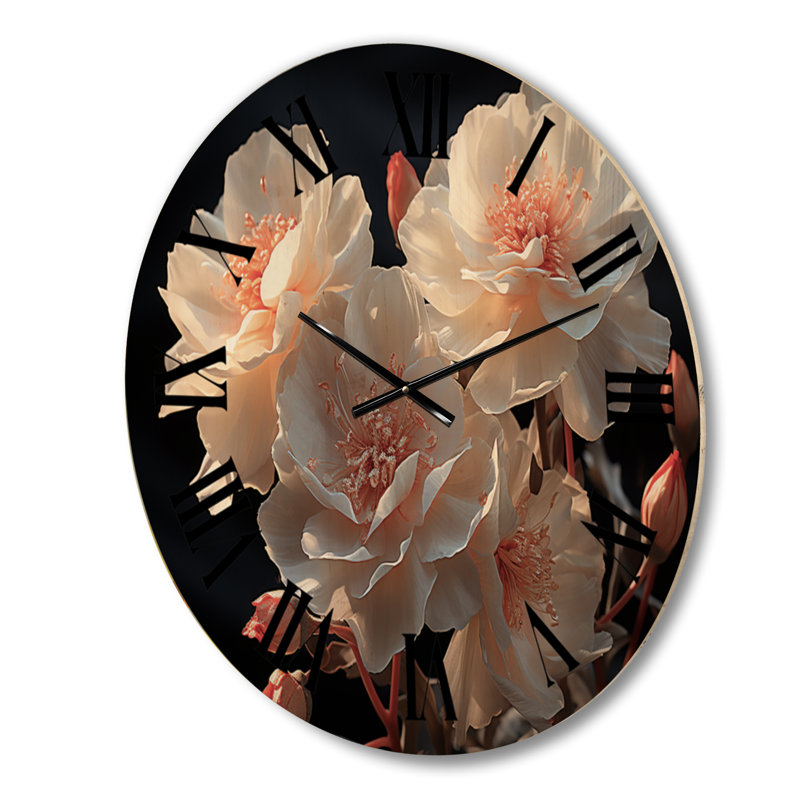 Horloge murale surdimensionnée en bois Carnations Field II, Petit