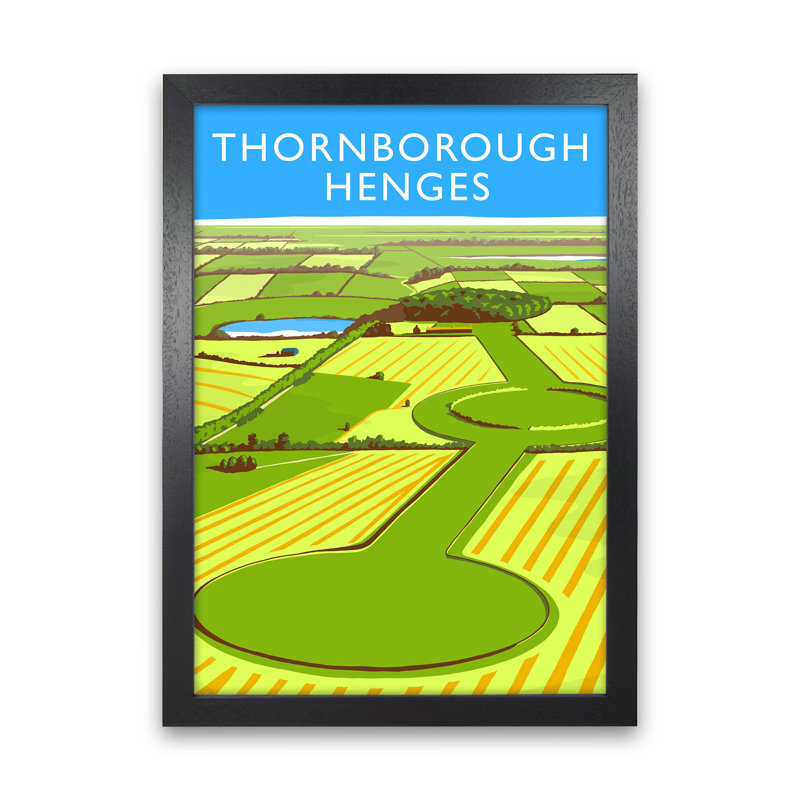 Thornborough Henges Portrait by Richard O'Neill - Print, Black Framed, 63cm H x 46cm W x 3cm D