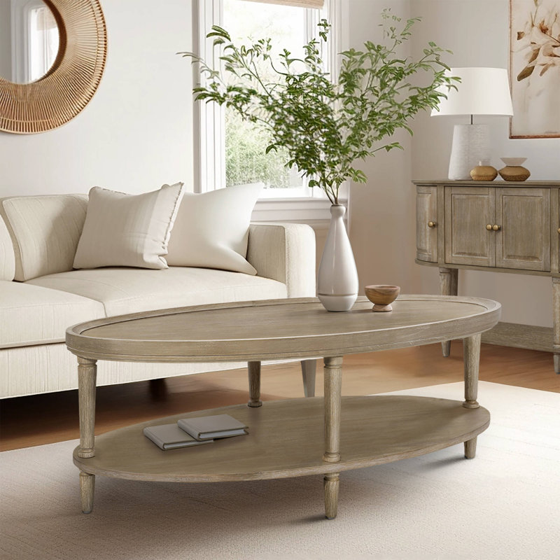 Bedford Ayanna 48'' W Oval Coffee Table with Shelf