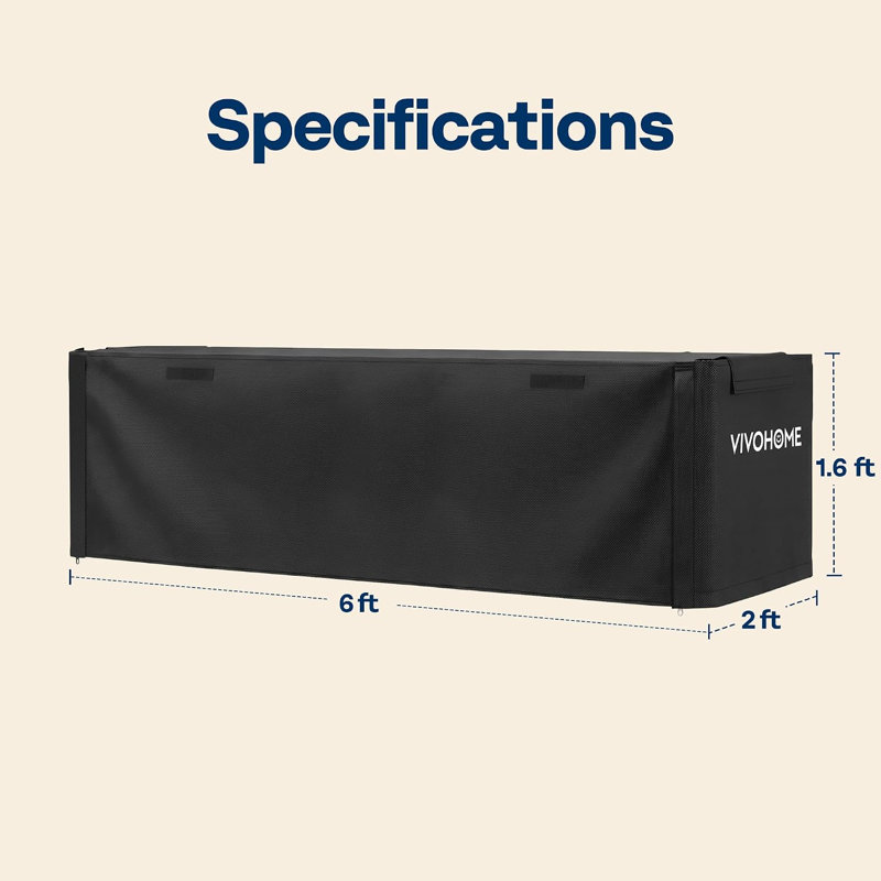 Housse imperméable de 72 po pour support à bûches d'extérieur en tissu Oxford 600D (support non inclus)