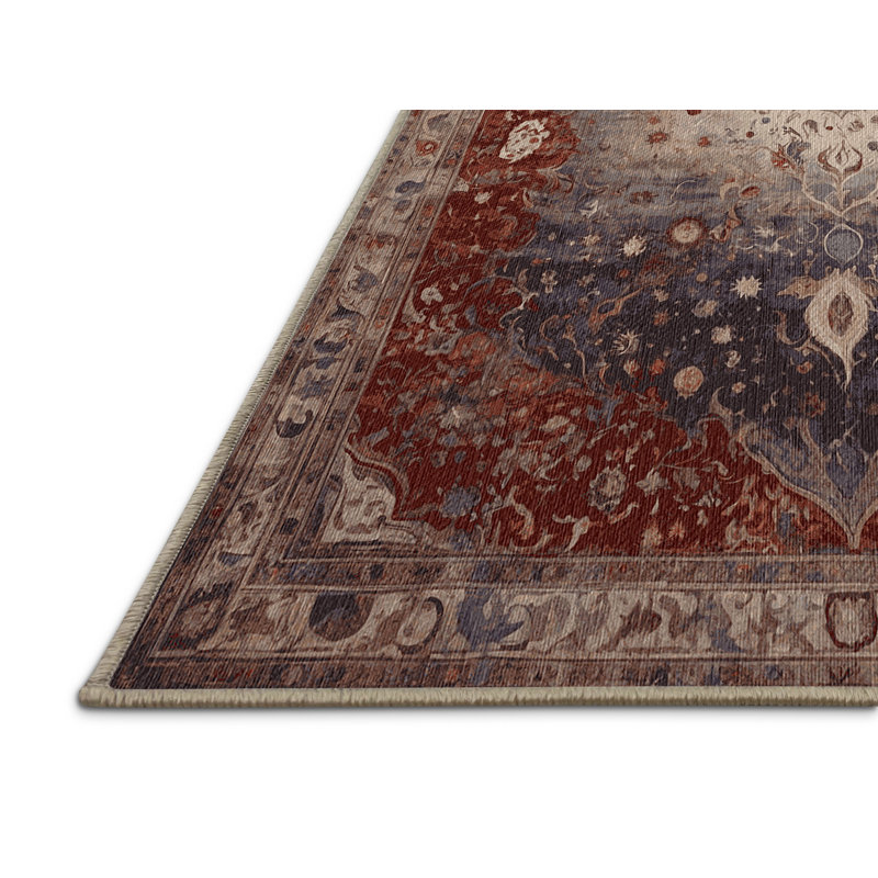 Machine Washable Brown Area Rug, Rectangle 3' x 5'