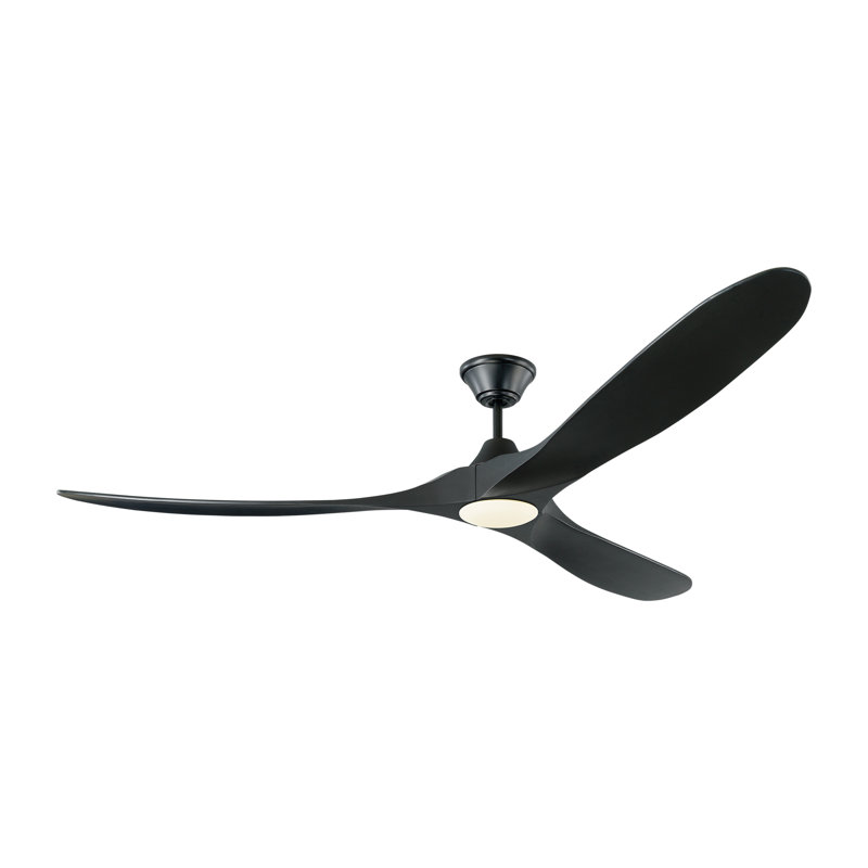 LED Downrod Ceiling Fan, Matte Black with Black Blades, 52 inches