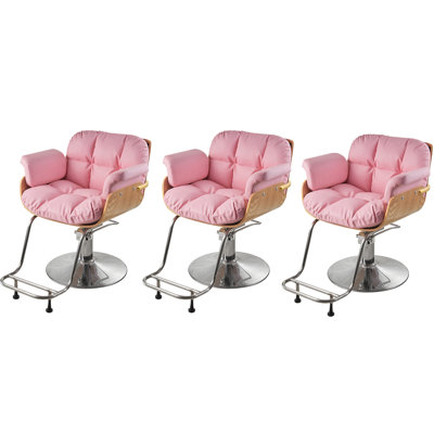 Salon Styling Chair, Hydraulic Barber Chair with Padded PVC Leather Seat & Wooden Back, Heavy Duty Chrome Base Beauty Salon Chair for Hair Stylist, Spa, Tattoo Shop & Reception Waiting Room
