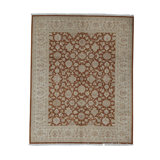Hand-Knotted High-Quality Rust and Beige Area Rug